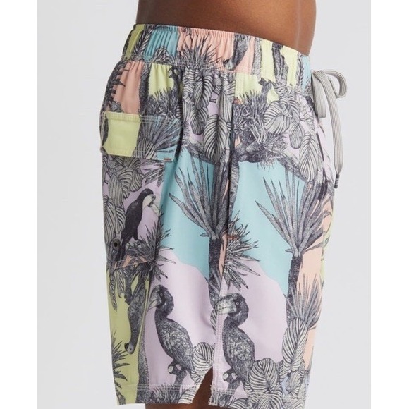 New SAXX Oh Buoy 2N1 Volley 5" Shorts Mens Swim Drop Temp Liner Tropical Birds - Picture 3 of 10